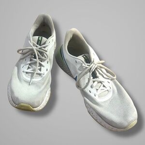 Nike Running Sneakers, White/Black/Blue/Neon, US Men’s 15